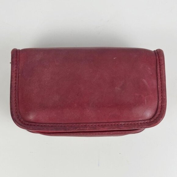 Coach Vintage Chunky Chubby Smooth Red Leather Zip Makeup Cosmetic Travel Case - Picture 3 of 16